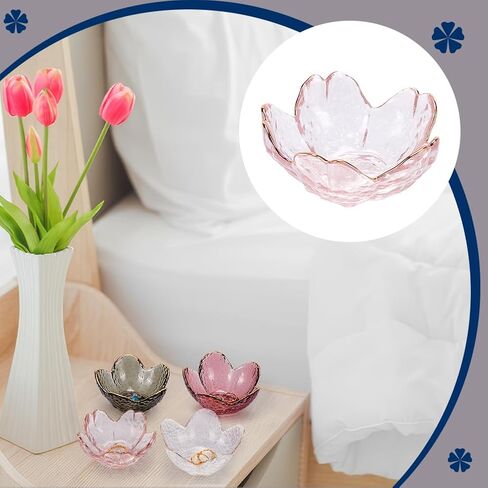 Nbeads 2pcs صينية حلية زجاجية صغيرة ، طبق من مجوهرات مجوهرات حلقة زهرة صينية بلون الوردي للحلقات أحذية المجوهر in Kuwait