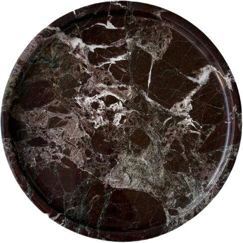 Natural Marble Stone Carving 7.9 inches Round Small Tray Jewelry Trinkets Sundries Storage Dish (Black Brown) in Saudi Arabia