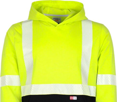 TICOMELA FR Shirts Pullover High Visibility 6oz Lightweight Hi vis Flame Resistant Reflective Hooded Work Shirt in Kuwait