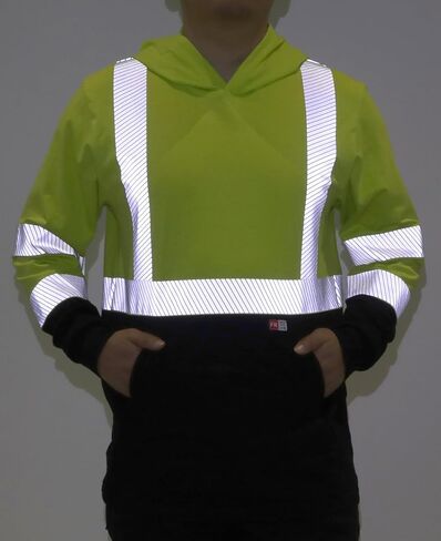 TICOMELA FR Shirts Pullover High Visibility 6oz Lightweight Hi vis Flame Resistant Reflective Hooded Work Shirt in Kuwait