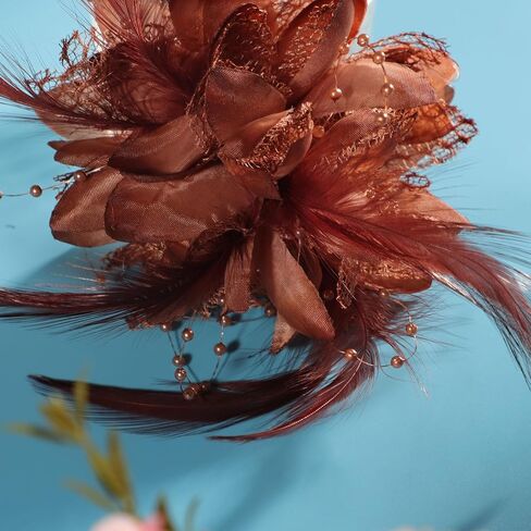 أغنية Qing fascinators للنساء شاي شاي الحفل قبعة بروش القبعة زهرة ديربي كوكتيل كنيسة كنيسة الزفاف in Kuwait
