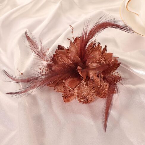 أغنية Qing fascinators للنساء شاي شاي الحفل قبعة بروش القبعة زهرة ديربي كوكتيل كنيسة كنيسة الزفاف in Kuwait