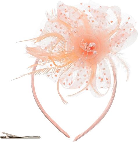 ASIJUNTYECHO Mardi Gras Fascinator Hat for Women, Headband With Flower Mesh Feathers, Hair Clip in Saudi Arabia