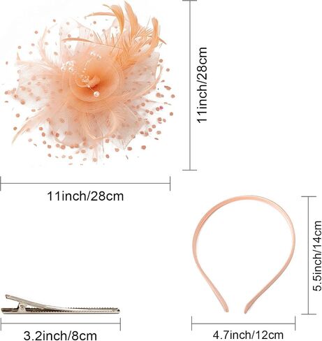 ASIJUNTYECHO Mardi Gras Fascinator Hat for Women, Headband With Flower Mesh Feathers, Hair Clip in Saudi Arabia