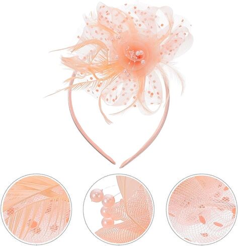 ASIJUNTYECHO Mardi Gras Fascinator Hat for Women, Headband With Flower Mesh Feathers, Hair Clip in Saudi Arabia