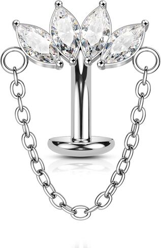 COCHARM 14G Belly Button Rings Dangle, Lotus Belly Navel Rings for Women, Threadless Push in Belly Navel Piercing Jewelry in Saudi Arabia