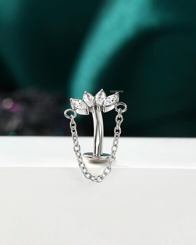 COCHARM 14G Belly Button Rings Dangle, Lotus Belly Navel Rings for Women, Threadless Push in Belly Navel Piercing Jewelry in Saudi Arabia