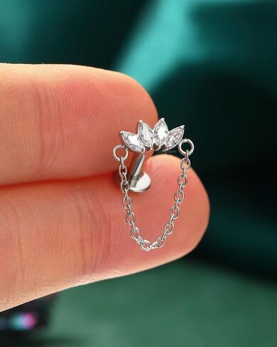COCHARM 14G Belly Button Rings Dangle, Lotus Belly Navel Rings for Women, Threadless Push in Belly Navel Piercing Jewelry in Saudi Arabia