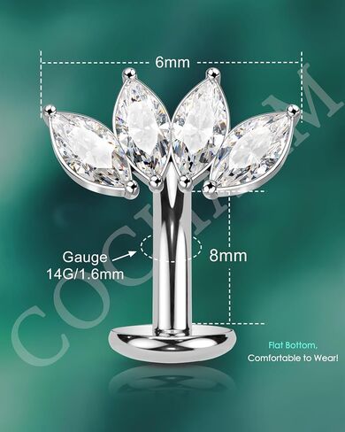 حلقات زر BELLY COCHARM 14G تتدلى ، حلقات السرة البطن اللوتس للنساء ، ودفع بلا خيط في مجوهرات ثقب السرة البطن in Saudi Arabia