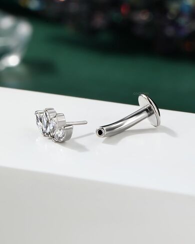 حلقات زر BELLY COCHARM 14G تتدلى ، حلقات السرة البطن اللوتس للنساء ، ودفع بلا خيط في مجوهرات ثقب السرة البطن in Saudi Arabia