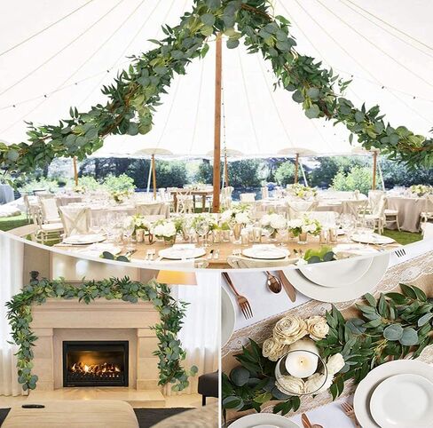 2 Pack Artificial Eucalyptus Garland 6.5 Feet Faux Greenery Garland for Wedding Mantle Table Runner Baby Shower Decor in Saudi Arabia