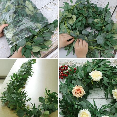 2 Pack Artificial Eucalyptus Garland 6.5 Feet Faux Greenery Garland for Wedding Mantle Table Runner Baby Shower Decor in Saudi Arabia