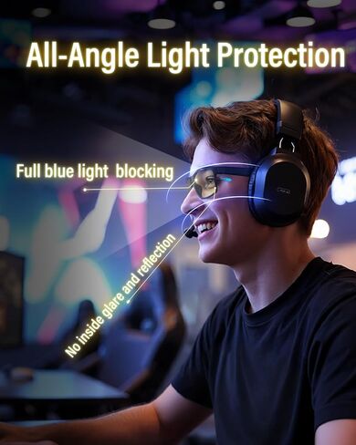 Goiteia Yellow Gaming Blue Light Glasses for Men, Computer Glasses for Long Hours of Gaming, No Eye Strain&Blurry in Kuwait