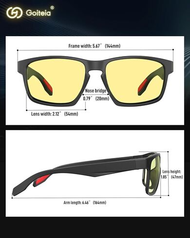 Goiteia Yellow Gaming Blue Light Glasses for Men, Computer Glasses for Long Hours of Gaming, No Eye Strain&Blurry in Kuwait
