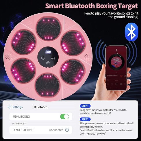 2024 Music Boxing Machine for Adults Kids, Smart Bluetooth Punching Trainer with Boxing Gloves, Boxing Wall Mount Machine with LED, Boxing Target Workout Equipment for Home, Office, Gym(Newest) in Saudi Arabia