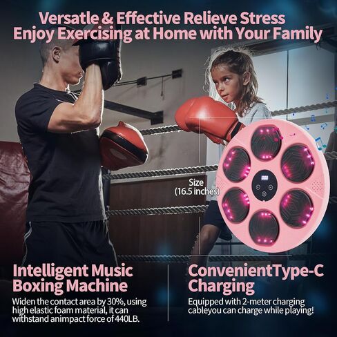 2024 Music Boxing Machine for Adults Kids, Smart Bluetooth Punching Trainer with Boxing Gloves, Boxing Wall Mount Machine with LED, Boxing Target Workout Equipment for Home, Office, Gym(Newest) in Saudi Arabia