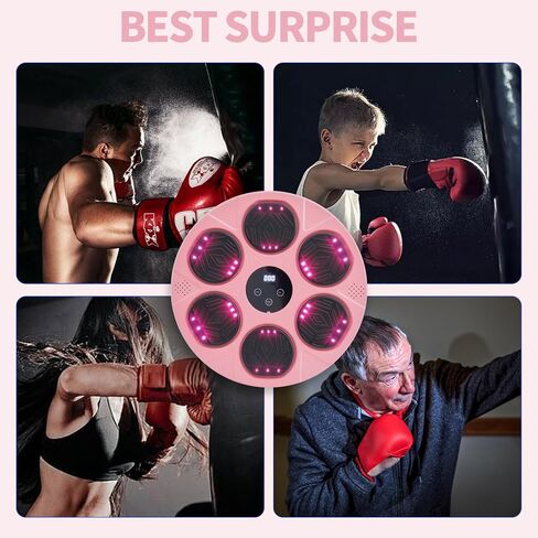 2024 Music Boxing Machine for Adults Kids, Smart Bluetooth Punching Trainer with Boxing Gloves, Boxing Wall Mount Machine with LED, Boxing Target Workout Equipment for Home, Office, Gym(Newest) in Saudi Arabia