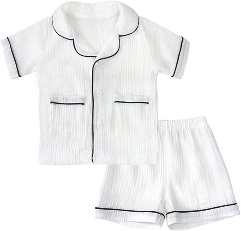 Toddler Girls Summer Pajama Set 100% Cotton Sleepwear Kids Short Sleeve Jammies Little Boy Pjs in Saudi Arabia
