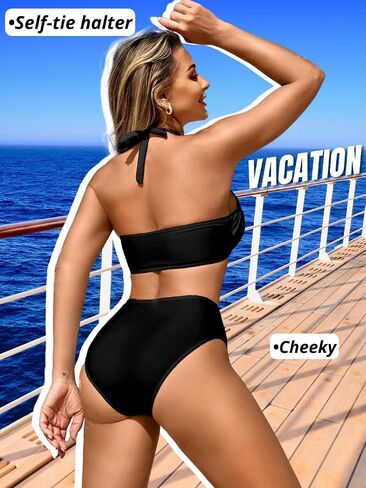 مجموعات Halter Bikini ، صفيق عالي الخصر ، مثيرتين من قطعتين للسيدات للنساء بدلة الاستحمام in Kuwait