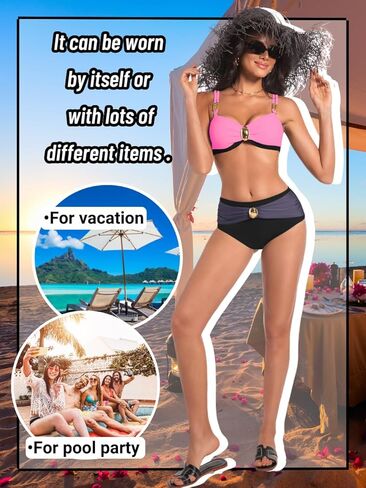 بلوك بلوك البيكينيات المزيج ، ومجموعات بيكيني صفيق عالية الخصر ، والسباحة باندو للنساء إجازة الشاطئ in Kuwait