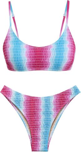seamoly Contrast Color Ruched Design Cheeky Bikini Set in Kuwait