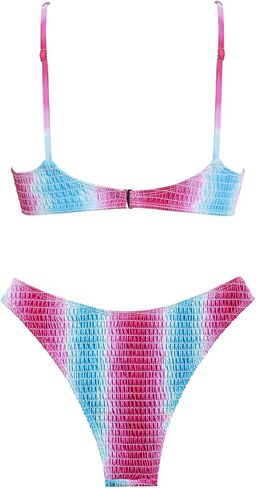 seamoly Contrast Color Ruched Design Cheeky Bikini Set in Kuwait