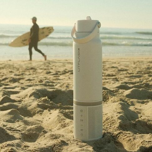 Smart Water Bottle with Premium Bluetooth Speaker, Portable Charger, LED Light, Hands-Free Mic, Insulated Stainless Steel, Straw Lid, BPA-Free, 20oz - Mix & Match Colorways in Saudi Arabia