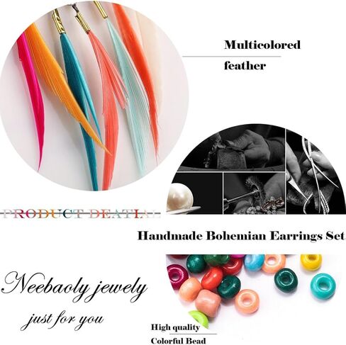 Bead Earrings Set Feather Tassel Gold Boho Ethnic Retro Bohemian Dangle Earring Bead Women Jewelry for Birthday Party Gifts in Kuwait