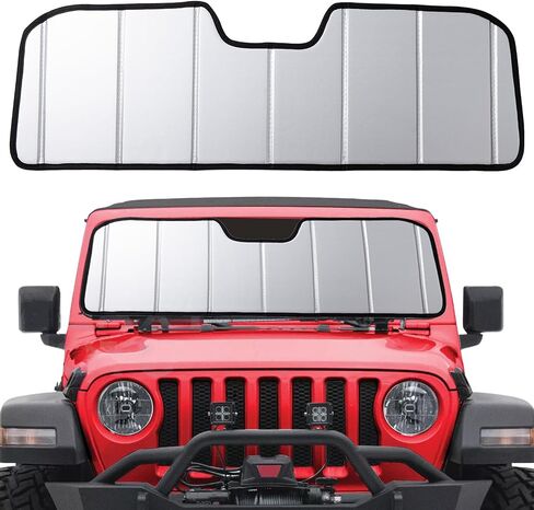 Windshield Sun Shade Compatible with Jeep 2018-2025 Wrangler JL,2020-2025 Gladiator Custom-fit Foldable Sun Visor Window Sunshade with Storage Bag in Saudi Arabia