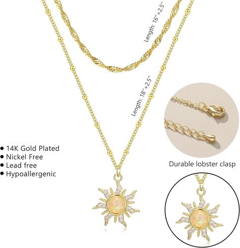 Dochais Layered Gold Chain Necklaces for Women Dainty Choker Charm Necklace Stack 14k Gold-Plated Non-Tarnish Statement Pendant Necklace Set in Kuwait