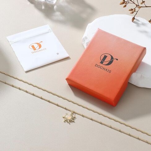 Dochais Layered Gold Chain Necklaces for Women Dainty Choker Charm Necklace Stack 14k Gold-Plated Non-Tarnish Statement Pendant Necklace Set in Kuwait