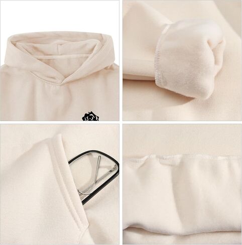 Bobeutou Oversized Graphic Hoodies for Men Rose Print Hoodie Vintage Fleece Hooded Sweatshirt Trendy Pocket Pullover Top in Kuwait