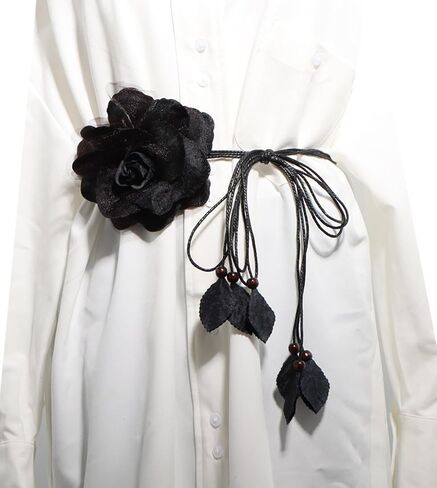 NIDMIDO Women Braided Waist Belt Bohemian Woven Waist Rope Flower Tassels Waist Accessories for Dress in Kuwait