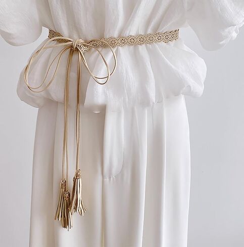 NIDMIDO Women Braided Waist Belt Bohemian Woven Waist Rope Flower Tassels Waist Accessories for Dress in Kuwait