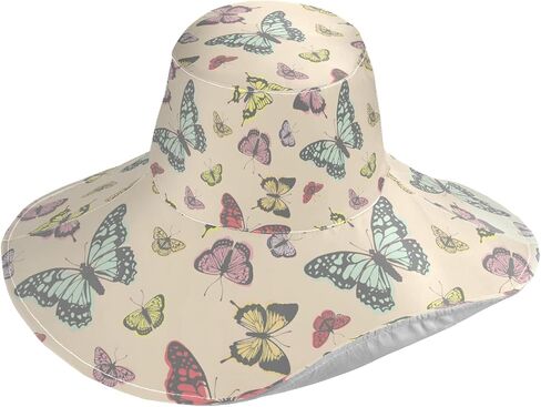 MNSRUU Wide Brim Hats Women Butterfly Sun Hat Packable Sun Visors Summer Beach Hat for UV Protection in Kuwait