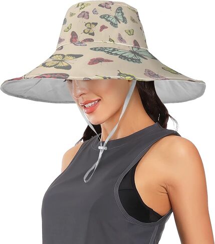 MNSRUU Wide Brim Hats Women Butterfly Sun Hat Packable Sun Visors Summer Beach Hat for UV Protection in Kuwait