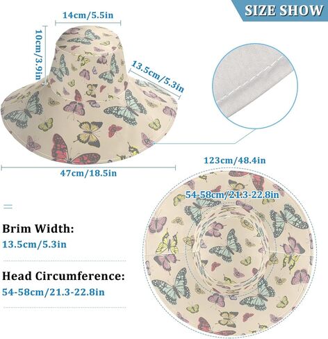 MNSRUU Wide Brim Hats Women Butterfly Sun Hat Packable Sun Visors Summer Beach Hat for UV Protection in Kuwait