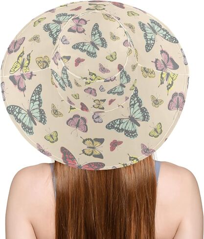 MNSRUU Wide Brim Hats Women Butterfly Sun Hat Packable Sun Visors Summer Beach Hat for UV Protection in Kuwait