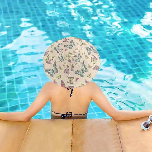 MNSRUU Wide Brim Hats Women Butterfly Sun Hat Packable Sun Visors Summer Beach Hat for UV Protection in Kuwait
