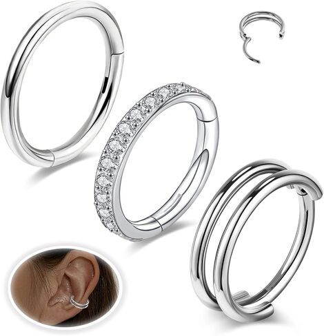 Small Cartilage Double-Hoop Conch Helix Piercing Jewelry Earrings 16G 18G 316L Surgical Steel Double Piercings Hoops Septum Rings For Women Nose Ring Rook Daith Tragus Earring in Saudi Arabia