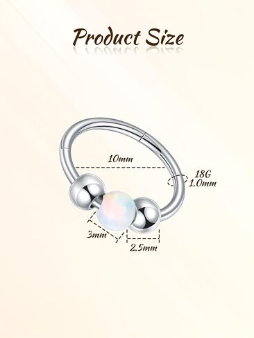 Aumeo 2PCS 18G Titanium Nose Ring Opal Hoop Nose Rings for Women 8mm 10mm Septum Rings Helix Rook Conch Tragus Hoop Earring Piercing Jewelry in Saudi Arabia