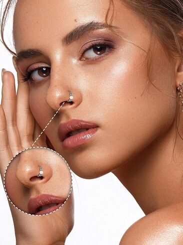Aumeo 2PCS 18G Titanium Nose Ring Opal Hoop Nose Rings for Women 8mm 10mm Septum Rings Helix Rook Conch Tragus Hoop Earring Piercing Jewelry in Saudi Arabia