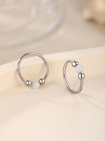 Aumeo 2PCS 18G Titanium Nose Ring Opal Hoop Nose Rings for Women 8mm 10mm Septum Rings Helix Rook Conch Tragus Hoop Earring Piercing Jewelry in Saudi Arabia