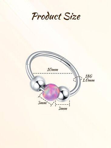 Aumeo 2PCS 18G Titanium Nose Ring Opal Hoop Nose Rings for Women 8mm 10mm Septum Rings Helix Rook Conch Tragus Hoop Earring Piercing Jewelry in Saudi Arabia