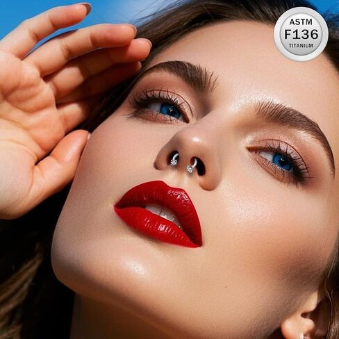 Ruifan ASTM F136 Titanium Horseshoe Nose Ring 16g Zircon Cubic Zircon Rings Jewelry Jewelry Internalage Conch Helix Rook Tragus Lip Enring Entring Hoop Ewebrow for Women 8mm 10mm 12mm in Kuwait