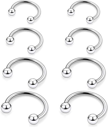 Ruifan 20g 18g 16g 14g 12g Horseshoe Nose Ring Rings Titanium Septum Rings Percing Jewelry Gratilage Conch Helix Rook Tragus Tragus arring rop -ebrow reetainer for women men 8pcs in Saudi Arabia