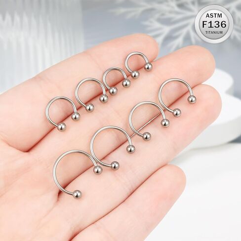 Ruifan 20g 18g 16g 14g 12g Horseshoe Nose Ring Rings Titanium Septum Rings Percing Jewelry Gratilage Conch Helix Rook Tragus Tragus arring rop -ebrow reetainer for women men 8pcs in Saudi Arabia