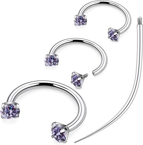 Ruifan ASTM F136 Titanium Horseshoe Nose Ring 16g Zircon Cubic Zircon Rings Jewelry Jewelry Internalage Conch Helix Rook Tragus Lip Enring Entring Hoop Ewebrow for Women 8mm 10mm 12mm in Kuwait
