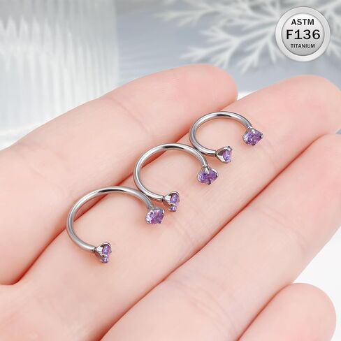 Ruifan ASTM F136 Titanium Horseshoe Nose Ring 16g Zircon Cubic Zircon Rings Jewelry Jewelry Internalage Conch Helix Rook Tragus Lip Enring Entring Hoop Ewebrow for Women 8mm 10mm 12mm in Kuwait