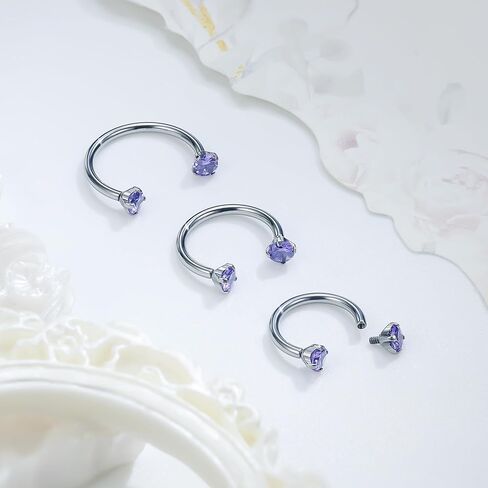 Ruifan ASTM F136 Titanium Horseshoe Nose Ring 16g Zircon Cubic Zircon Rings Jewelry Jewelry Internalage Conch Helix Rook Tragus Lip Enring Entring Hoop Ewebrow for Women 8mm 10mm 12mm in Kuwait